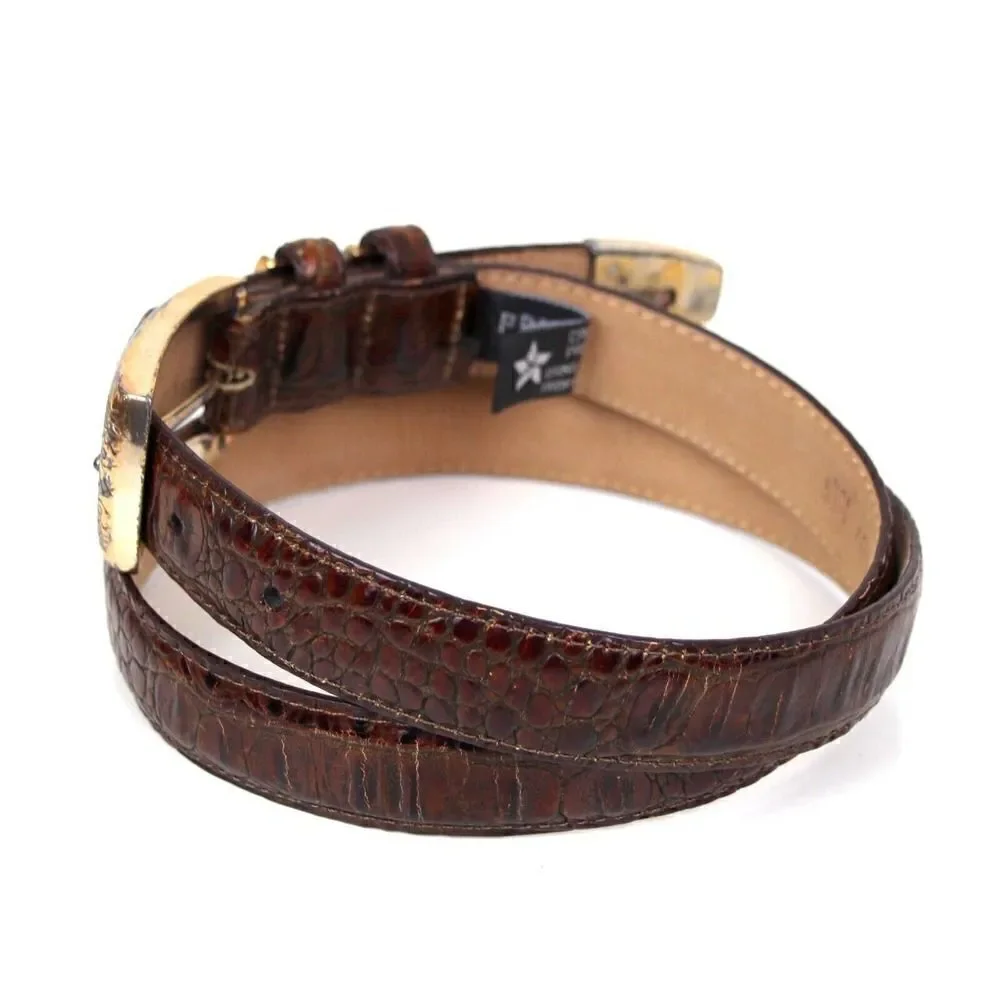 VTG Brighton CROCO EMBOSSED BROWN GENUINE LEATHER 1